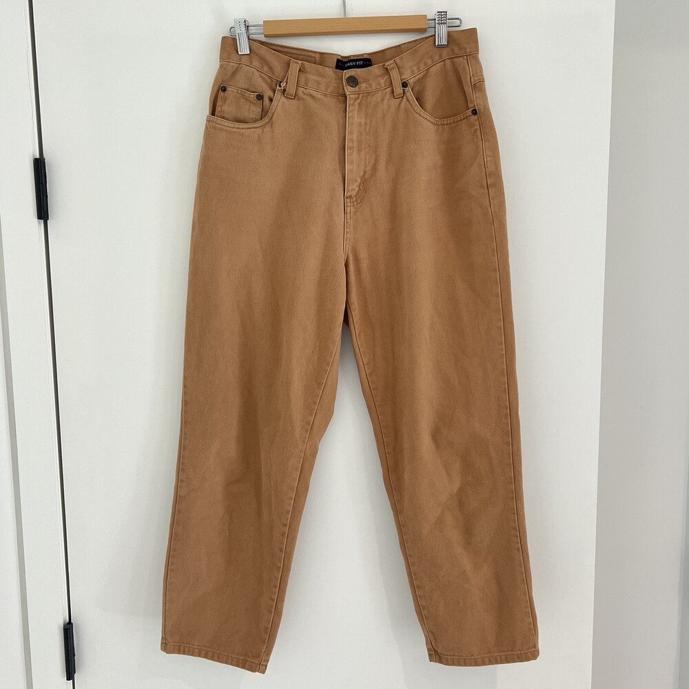 Bill Blass Mom Jeans Womens Vintage Easy Fit High Rise Size Brown Cotton Crop 12